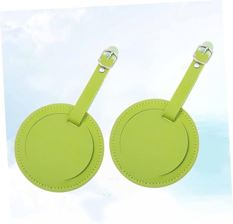 2 Pcs Round PU Leather Luggage Tags with Buckle for Suitcases Backpacks Travel Bags - Image 5